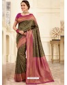 Black And Gold Silk Jacquard Work Designer Saree