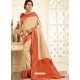 Cream And Gold Silk Jacquard Work Designer Saree