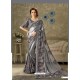 Grey Lycra Jewel Lace Party Wear Saree