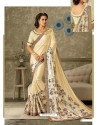 Cream Lycra Jewel Lace Party Wear Saree