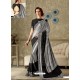 Silver And Black Lycra Fancy Net Party Wear Saree