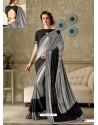 Silver And Black Lycra Fancy Net Party Wear Saree