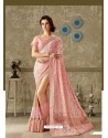 Pink Lycra Jewel Lace Party Wear Saree