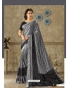 Grey And Black Lycra Fancy Net Party Wear Saree