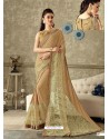 Beige Lycra Jewel Lace Party Wear Saree