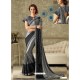 Silver And Black Lycra Jewel Lace Party Wear Saree