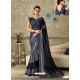 Navy And Silver Lycra Fancy Net Party Wear Saree