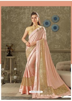 Adorable Baby Pink Lycra Fancy Net Party Wear Saree