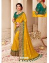 Yellow Silk Jacquard Worked Party Wear Saree