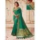 Teal Silk Jacquard Worked Party Wear Saree