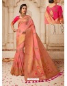 Pink Silk Jacquard Worked Party Wear Saree