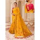 Stunning Yellow Silk Embroidered Party Wear Saree