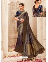 Two Tone Brown Silk Jacquard Worked Party Wear Saree