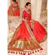 Rani And Red Silk Jacquard Worked Party Wear Saree