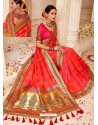 Rani And Red Silk Jacquard Worked Party Wear Saree