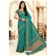 Teal Silk Weaving Worked Saree