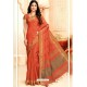 Orange Silk Weaving Worked Saree