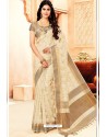 Light Beige Silk Weaving Worked Saree