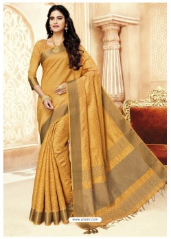 Gold Silk Weaving Worked Saree