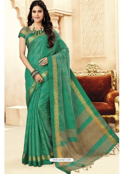 Jade Green Silk Weaving Worked Saree