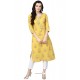 Yellow Cotton Embroidered Casual Wear Kurti