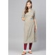 Grey Cotton Printed Casual Wear Kurti