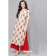 Cream Cotton Printed Casual Wear Kurti