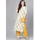 Off White Cotton Printed Casual Wear Kurti