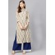 Taupe Cotton Printed Casual Wear Kurti