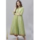 Green Silk Blend Printed Casual Wear Kurti