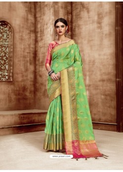 Green Kanjivaram Silk Zari Worked Designer Saree