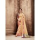 Light Orange And Gold Kanjivaram Silk Zari Worked Designer Saree