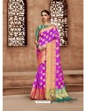 Magenta Kanjivaram Silk Zari Worked Designer Saree