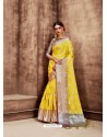 Yellow Kanjivaram Silk Zari Worked Designer Saree