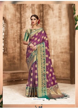 Purple Kanjivaram Silk Zari Worked Designer Saree