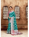 Teal Kanjivaram Silk Zari Worked Designer Saree