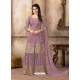 Lavender Pure Viscose Upada Silk Embroidered Palazzo Suit