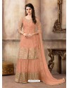 Orange Pure Viscose Upada Silk Embroidered Palazzo Suit