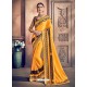 Yellow Georgette Border Worked Party Wear Saree