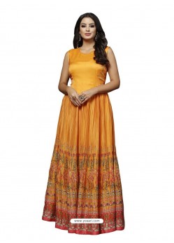 Orange Dulux Silk Digital Printed Gown