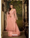 Pink Net Embroidered Designer Palazzo Salwar Suit