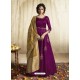 Purple Satin Linen Thread Embroidered Designer Anarkali Suit
