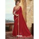 Red Silk Stone Embroidered Party Wear Saree
