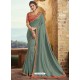 Grey Silk Stone Embroidered Party Wear Saree