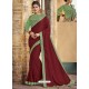 Maroon Silk Stone Embroidered Party Wear Saree