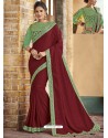 Maroon Silk Stone Embroidered Party Wear Saree