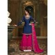 Navy And Rani Satin Georgette Heavy Embroidered Sharara Salwar Suit