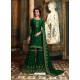 Dark Green Satin Georgette Heavy Embroidered Sharara Salwar Suit
