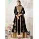 Black Faux Georgette Embroidered Cording Worked Straight Suit
