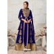Royal Blue Faux Georgette Embroidered Cording Worked Straight Suit